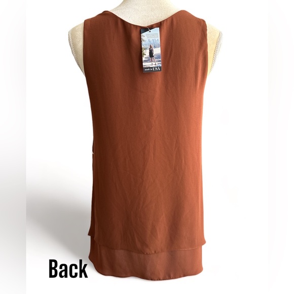 NWT Karen Kane - Canyonland Double Layer Tank Size S - Color Rust Scoop Neck - Picture 2 of 10